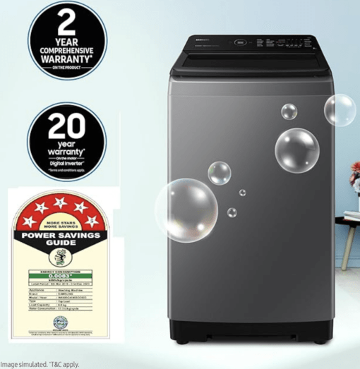 Samsung 8 kg, 5 star, Eco Bubble Technology with Super Speed, Wi-Fi, Digital Inverter Motor, Soft Closing Door, Fully-Automatic Top Load Washing Machine (WA80BG4546BDTL, Versailles Gray) - Image 2